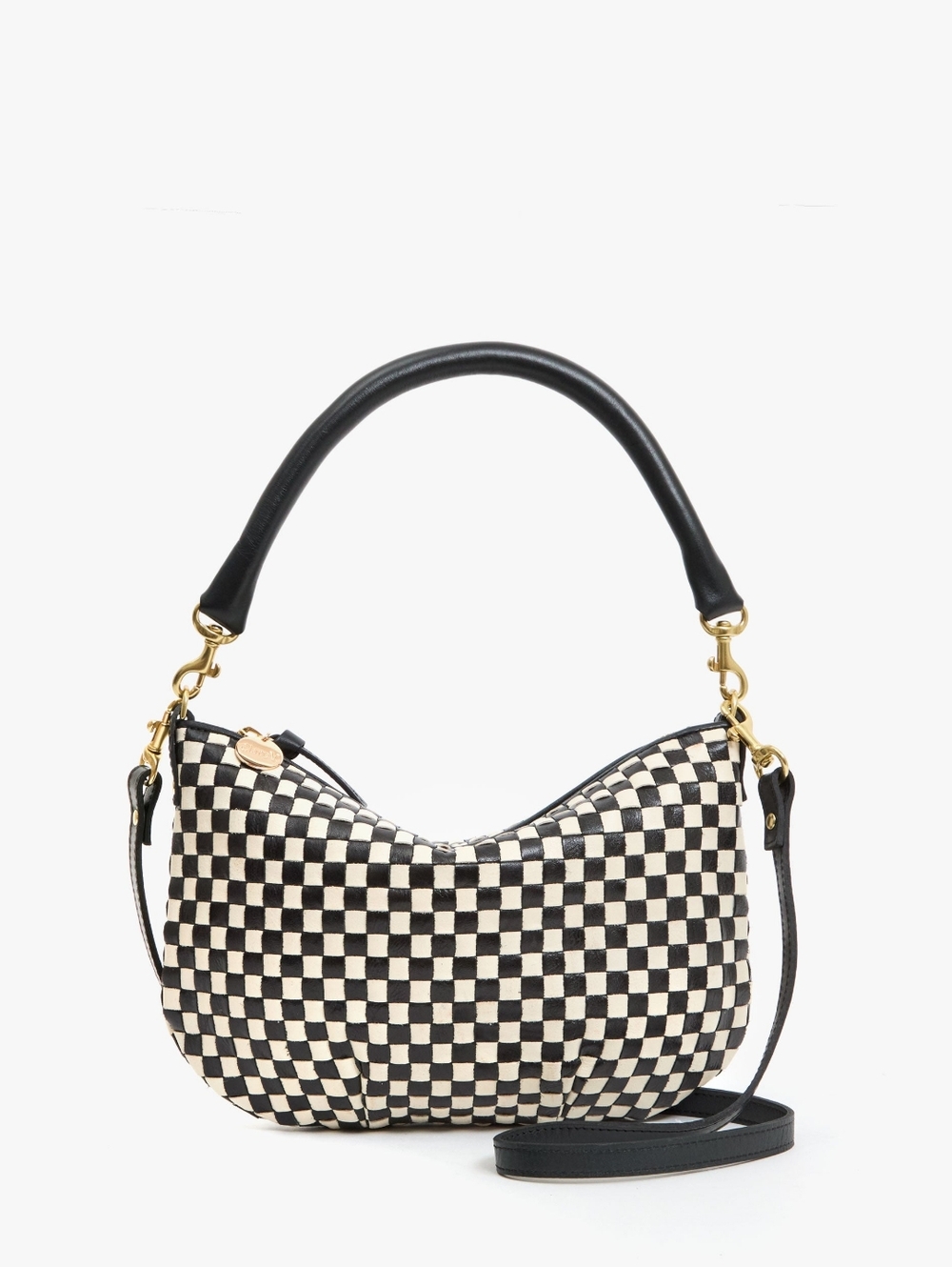 Clare V. Petite Moyen Black/Cream Woven Checker